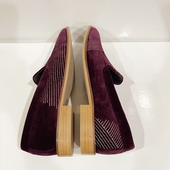 Everlane The Velvet Modern Loafers Womens Size 7 Embroidered Burgundy NEW NO BOX - Picture 13 of 16